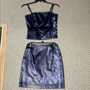 Caché Shiny top and skirt
